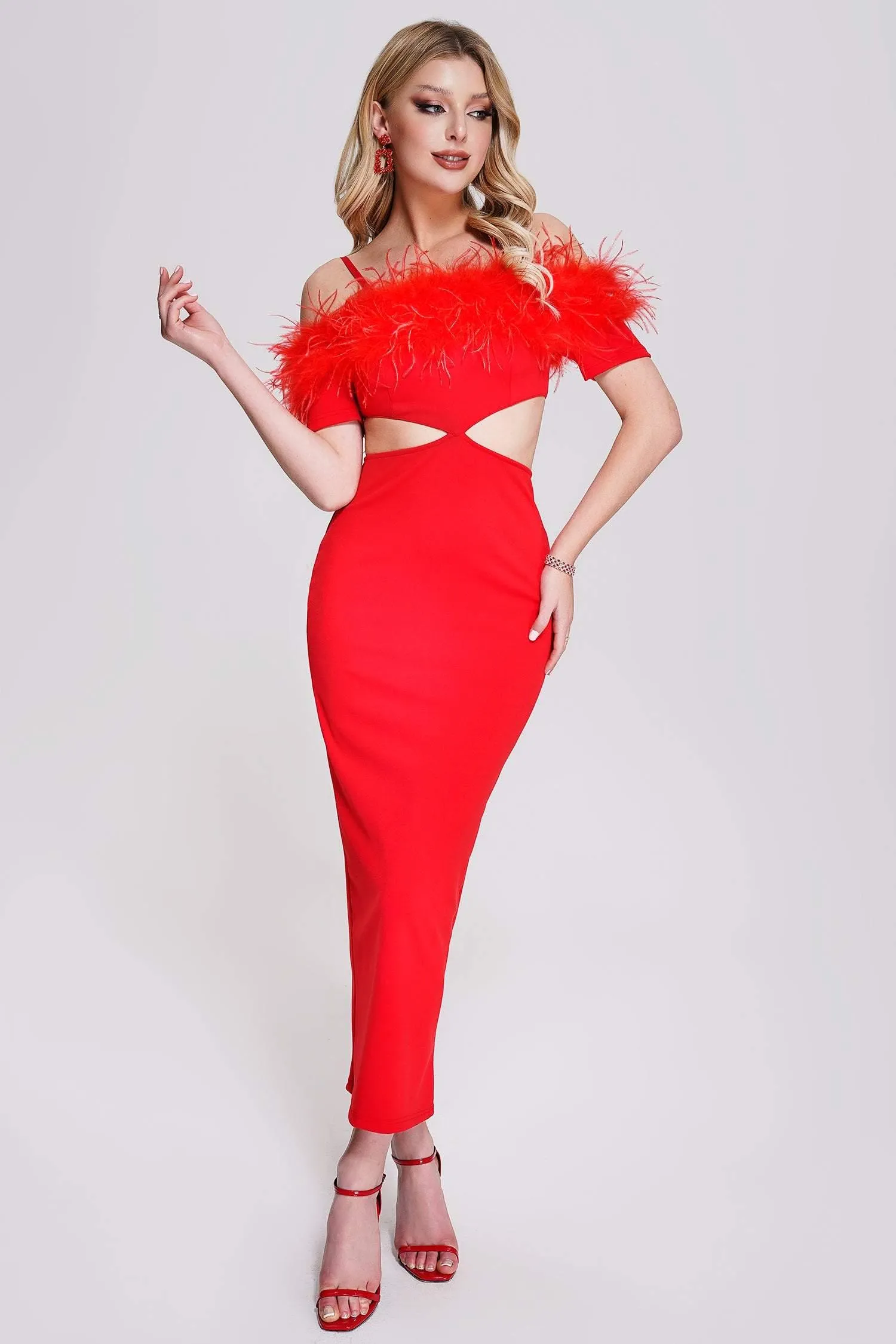 Nivia Feather Midi Bandage Dress, M sold by Bella Barnett