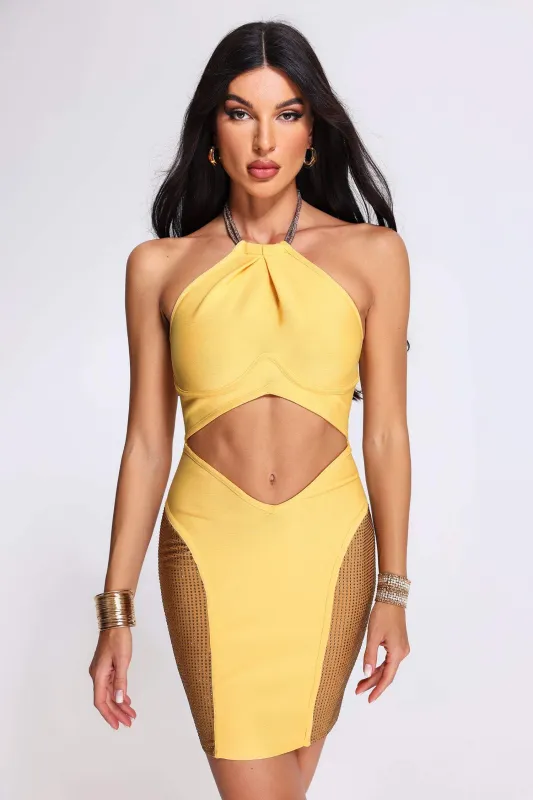 Walterine Cutout Halter Bandage Dress, L sold by Bella Barnett