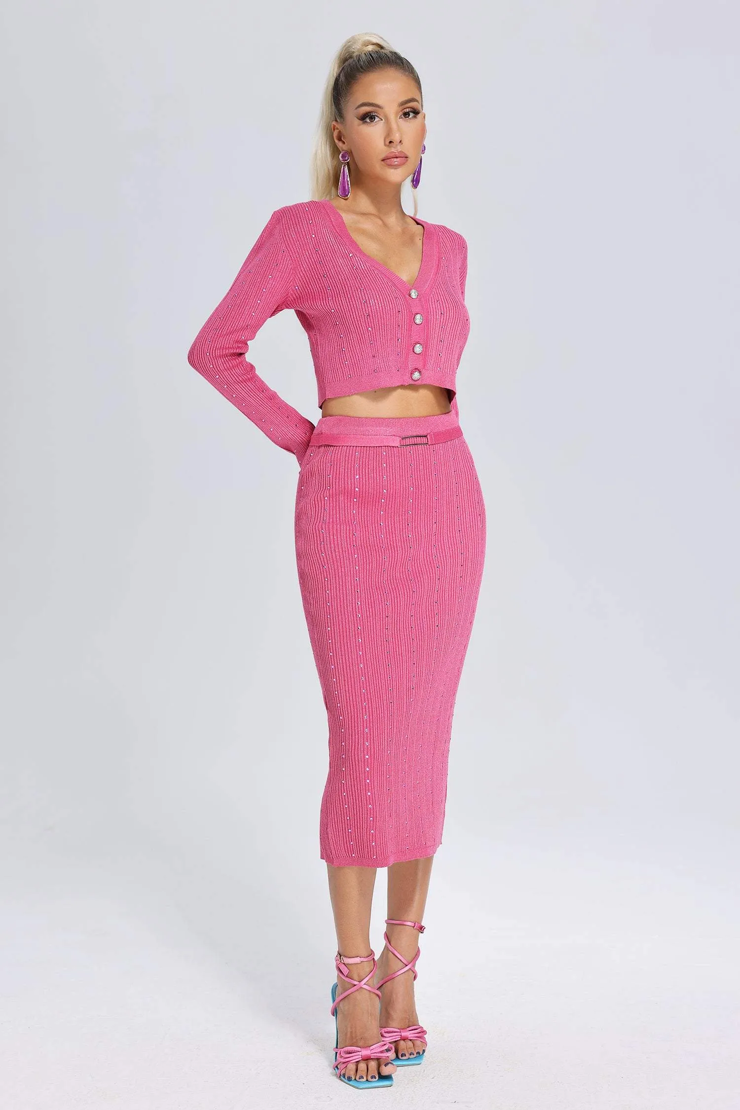 Isabella V-Neck Knitted Set, M sold by Bella Barnett