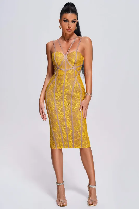 Penare Lace Midi Bandage Dress, S sold by Bella Barnett
