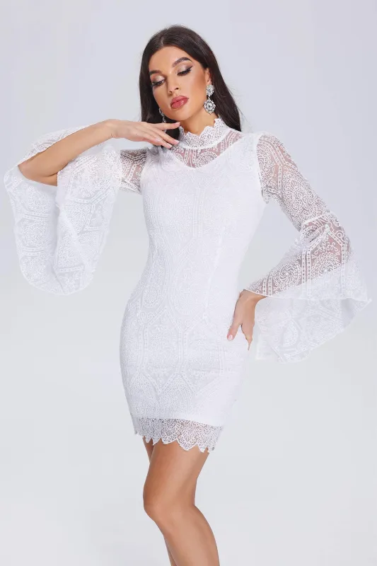 Nevaeh Trumpet Sleeves Lace Dress, S sold by Bella Barnett
