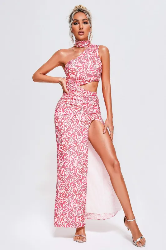 Jye One Shoulder Printed Maxi Dress, M sold by Bella Barnett