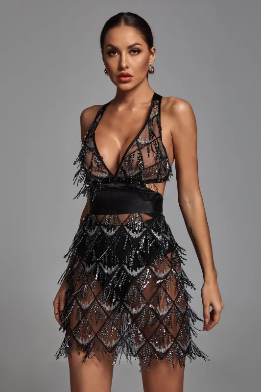 Louisa Mini Dress - Black, M sold by Bella Barnett