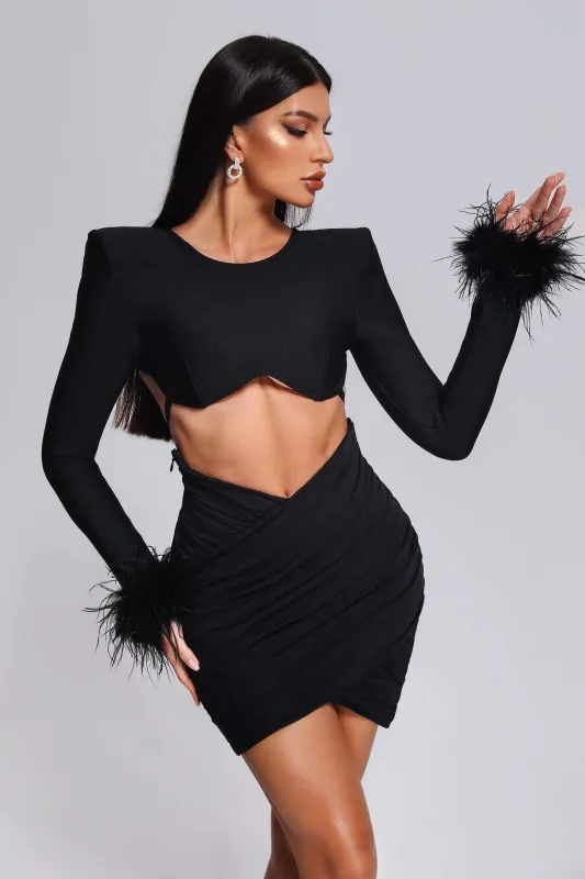 Takada Feather Cutout Mini Bandage Dress, L sold by Bella Barnett
