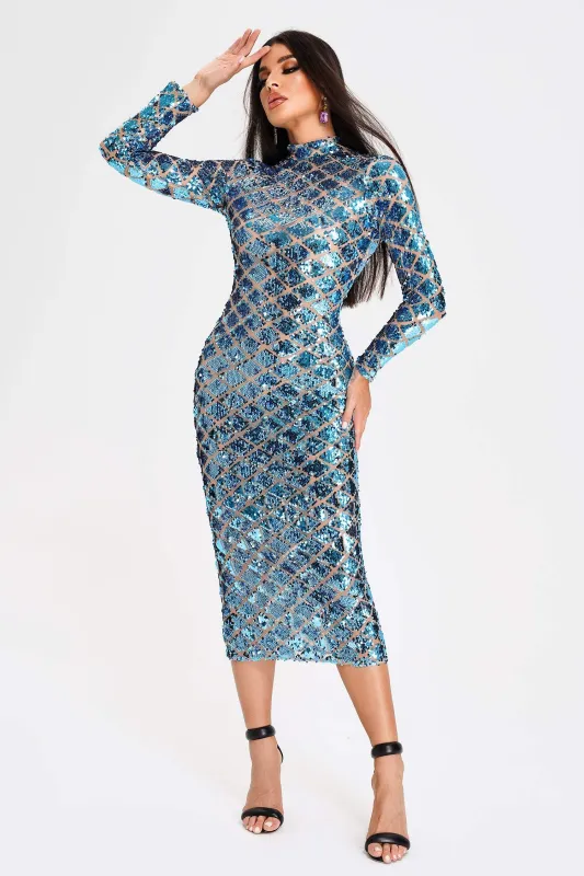 Loga Sequin Midi Dress, M sold by Bella Barnett