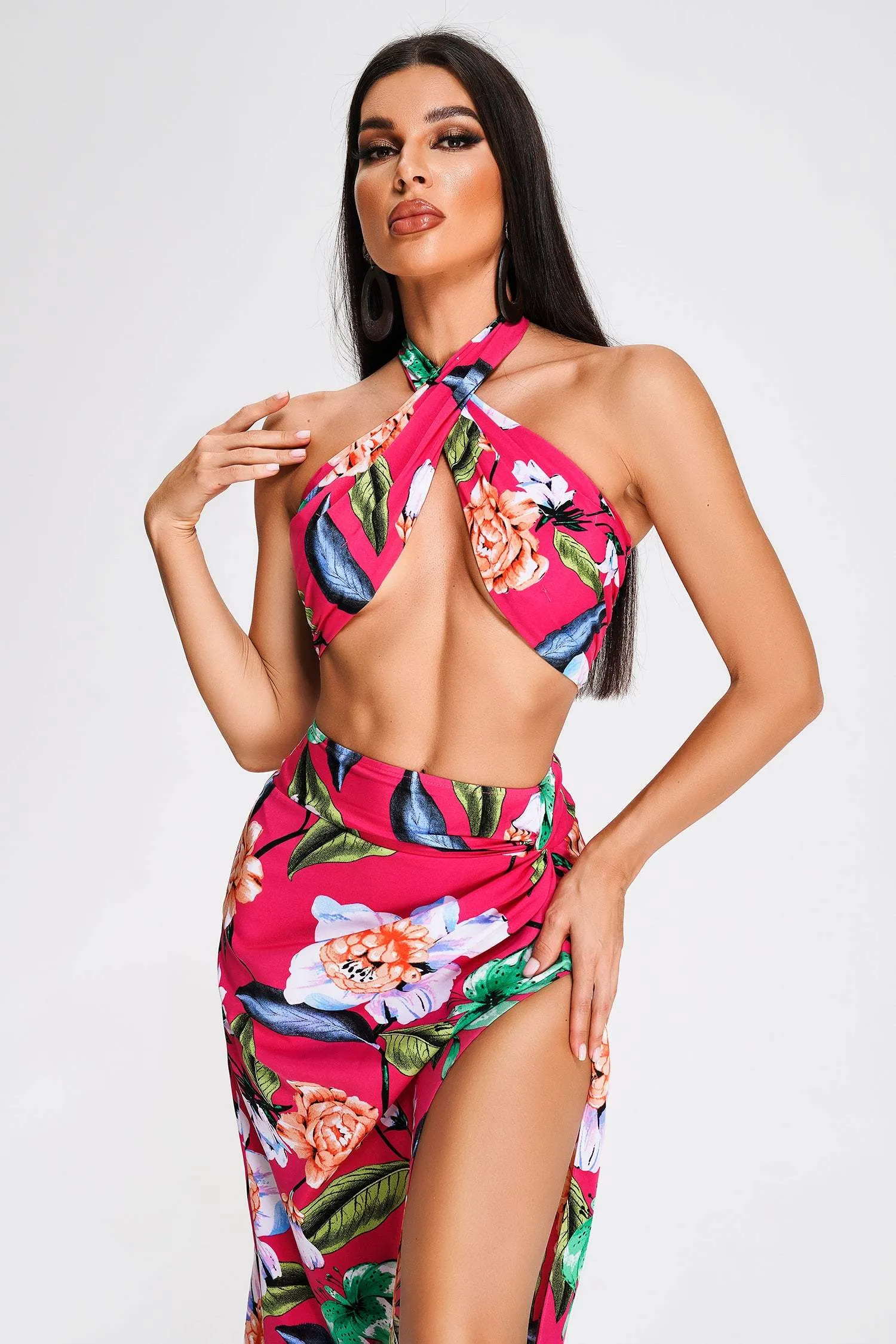 Rakara Floral Halter Slit Maxi Dress, S sold by Bella Barnett product image thumbnail 2