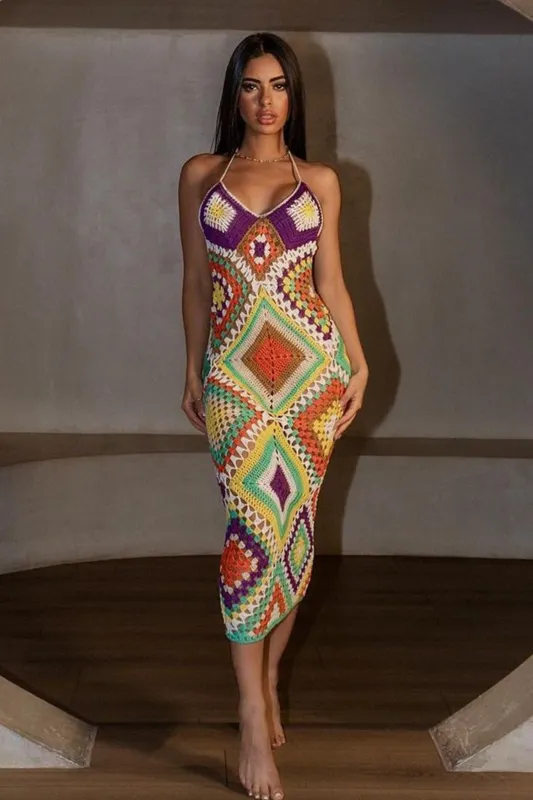 Bohemian Weave Maxi Dress, L made by Bella Barnett