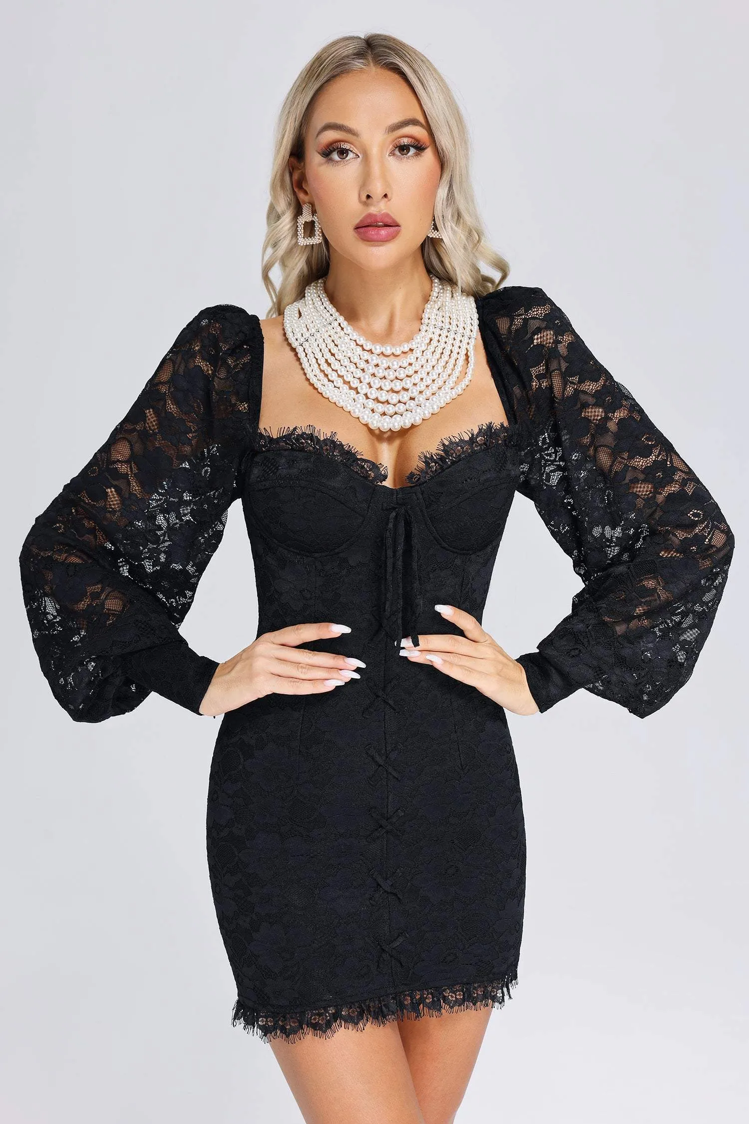 Silvia Lace Mini Dress, S sold by Bella Barnett