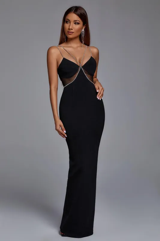 Sagia Diamond Maxi Bandage Dress, black / L sold by Bella Barnett
