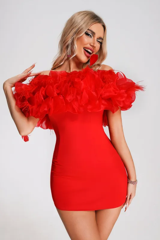Zophia Mini Dress - Red, L sold by Bella Barnett