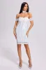 Agnes Off Shoulder Stripe Midi Dress, M sold by Bella Barnett