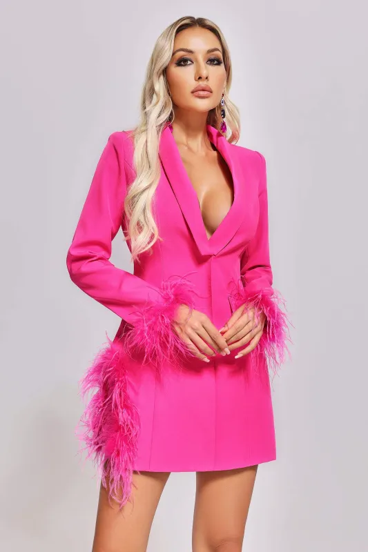 Zoiee Feather Blazer Dress, M sold by Bella Barnett
