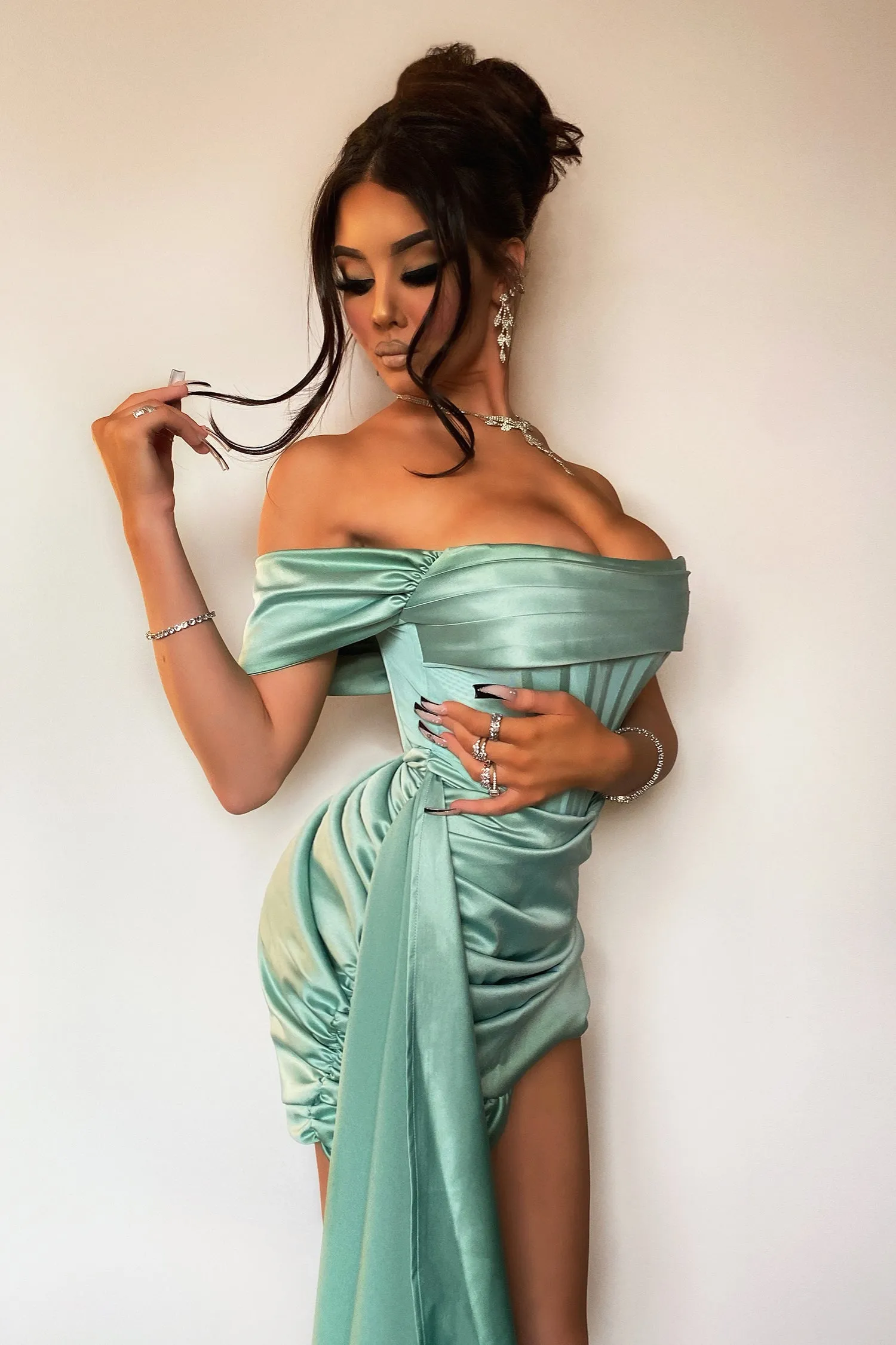 Corset Satin Mini Dress - Mint, L sold by Bella Barnett product image thumbnail 2