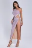 Zaroe One Shoulder Cutout Midi Dress - Purple, S sold by Bella Barnett