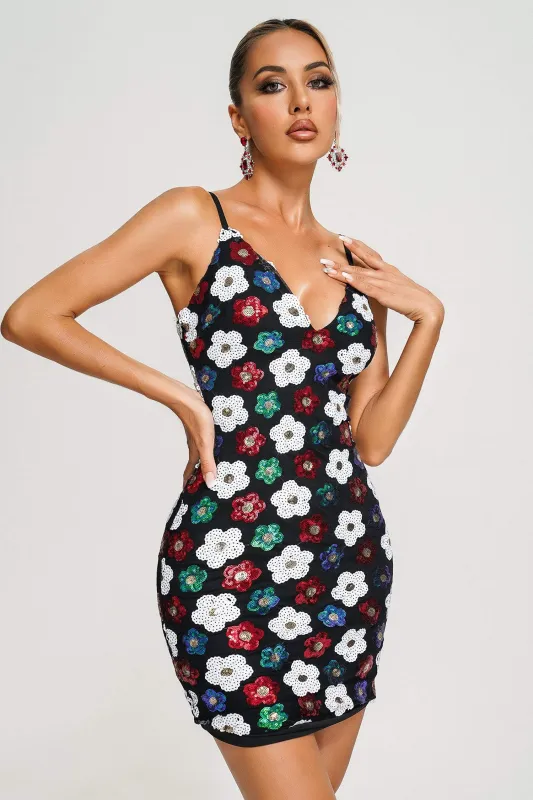 Letitia Floral Sequin Mini Dress, S sold by Bella Barnett