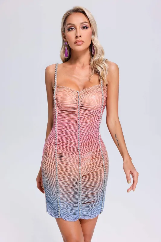 Open Diamante Yarn Mini Dress, S sold by Bella Barnett