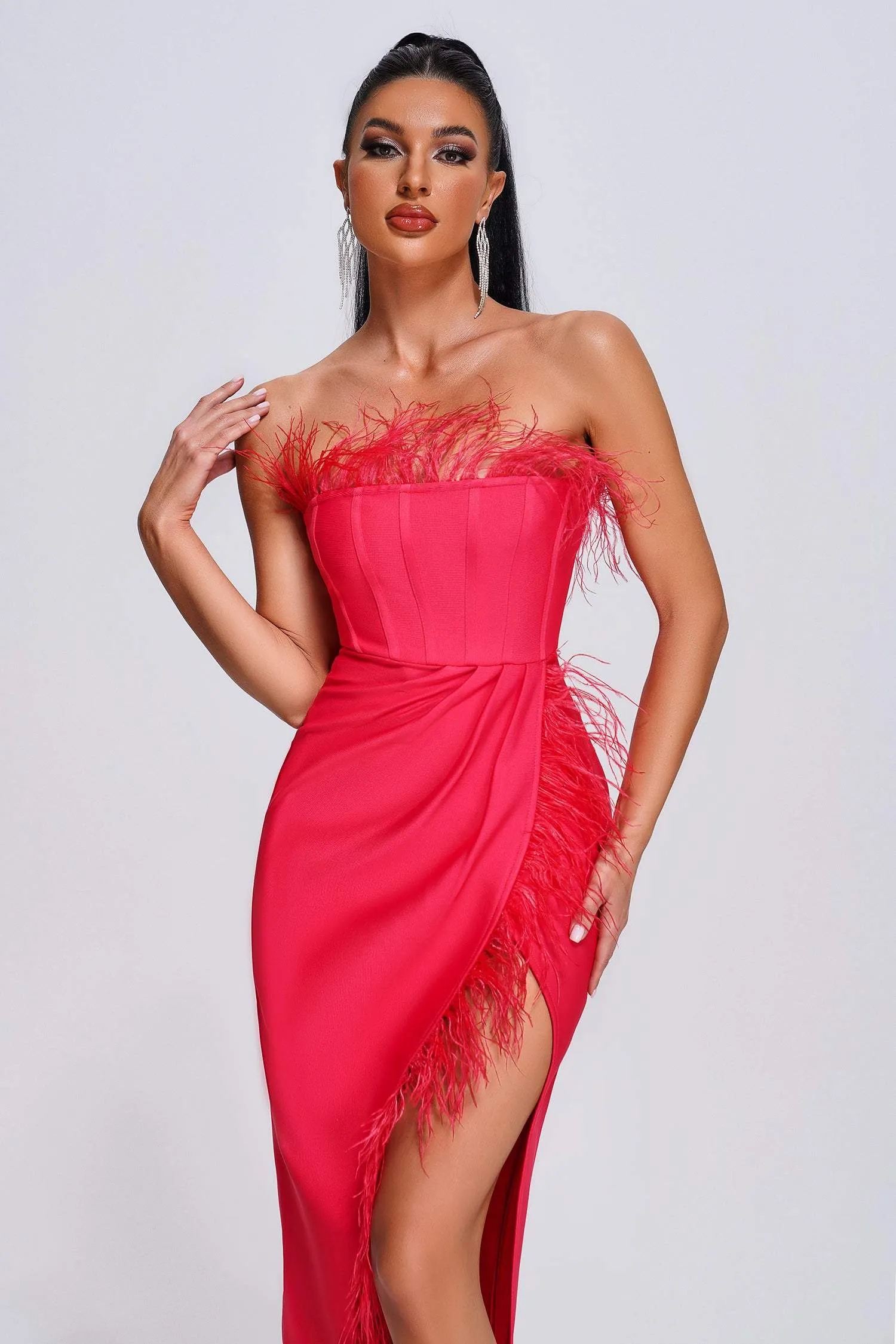 Liama Feather Midi Bandage Dress, M sold by Bella Barnett product image thumbnail 2