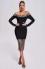 Lucica Off Shoulder Diamante Mesh Midi Bandage Dress, S sold by Bella Barnett
