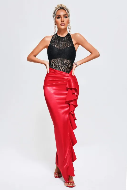 Gabriella Lace Satin Maxi Dress, M sold by Bella Barnett