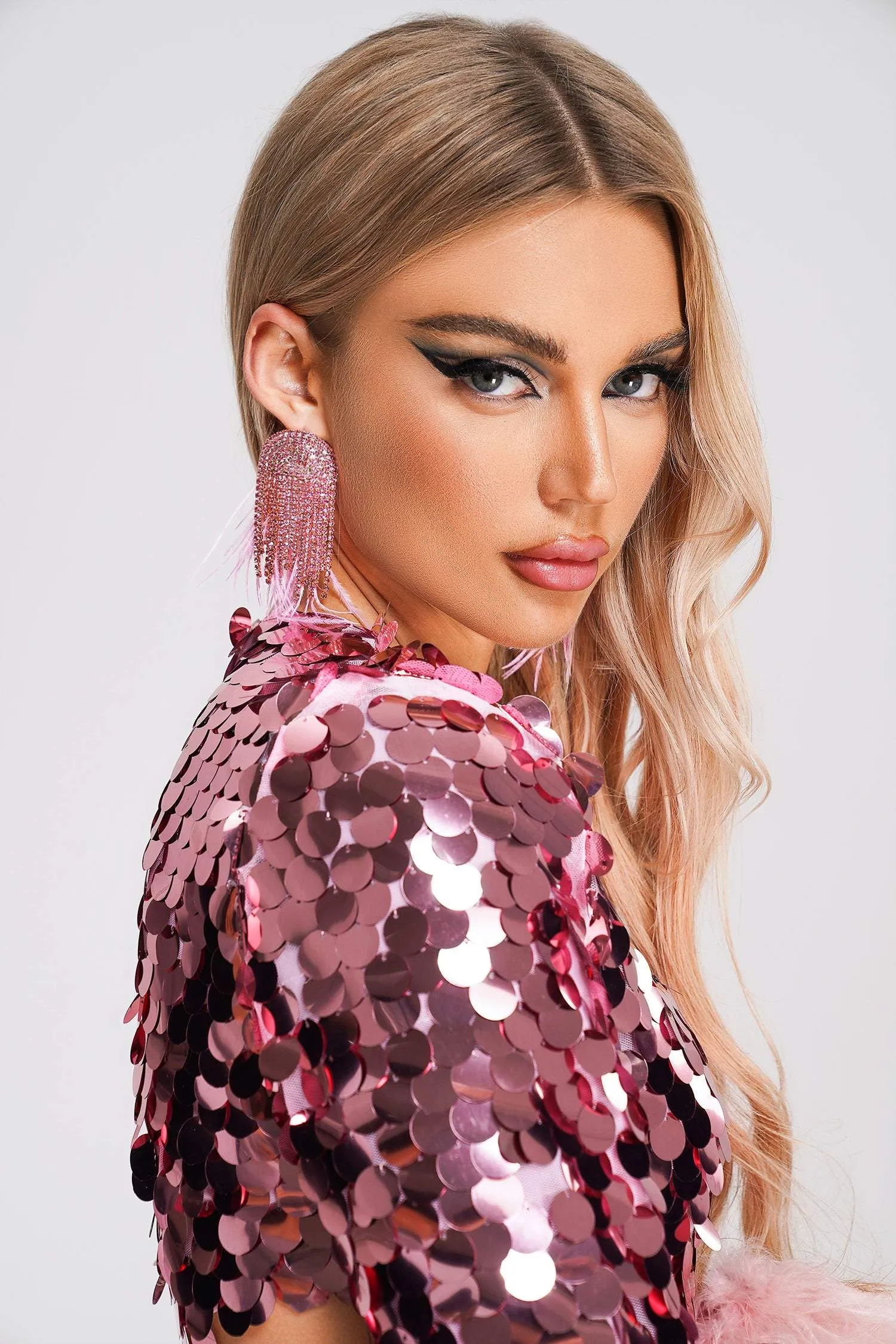 Chiyoko Feather Rhinestone Earrings sold by Bella Barnett product image thumbnail 2