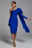 Abbey Blue One Shoulder Bandage Dress, S sold by Bella Barnett