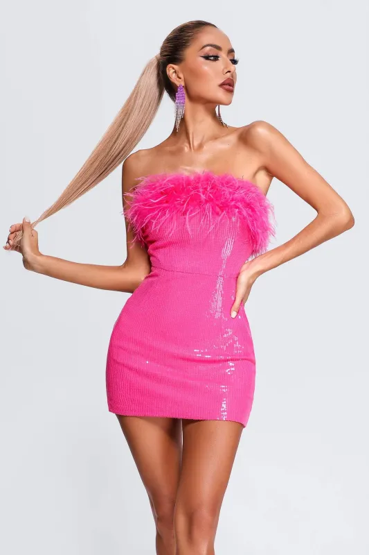 Roto Sequin Feather Mini Dress, L sold by Bella Barnett