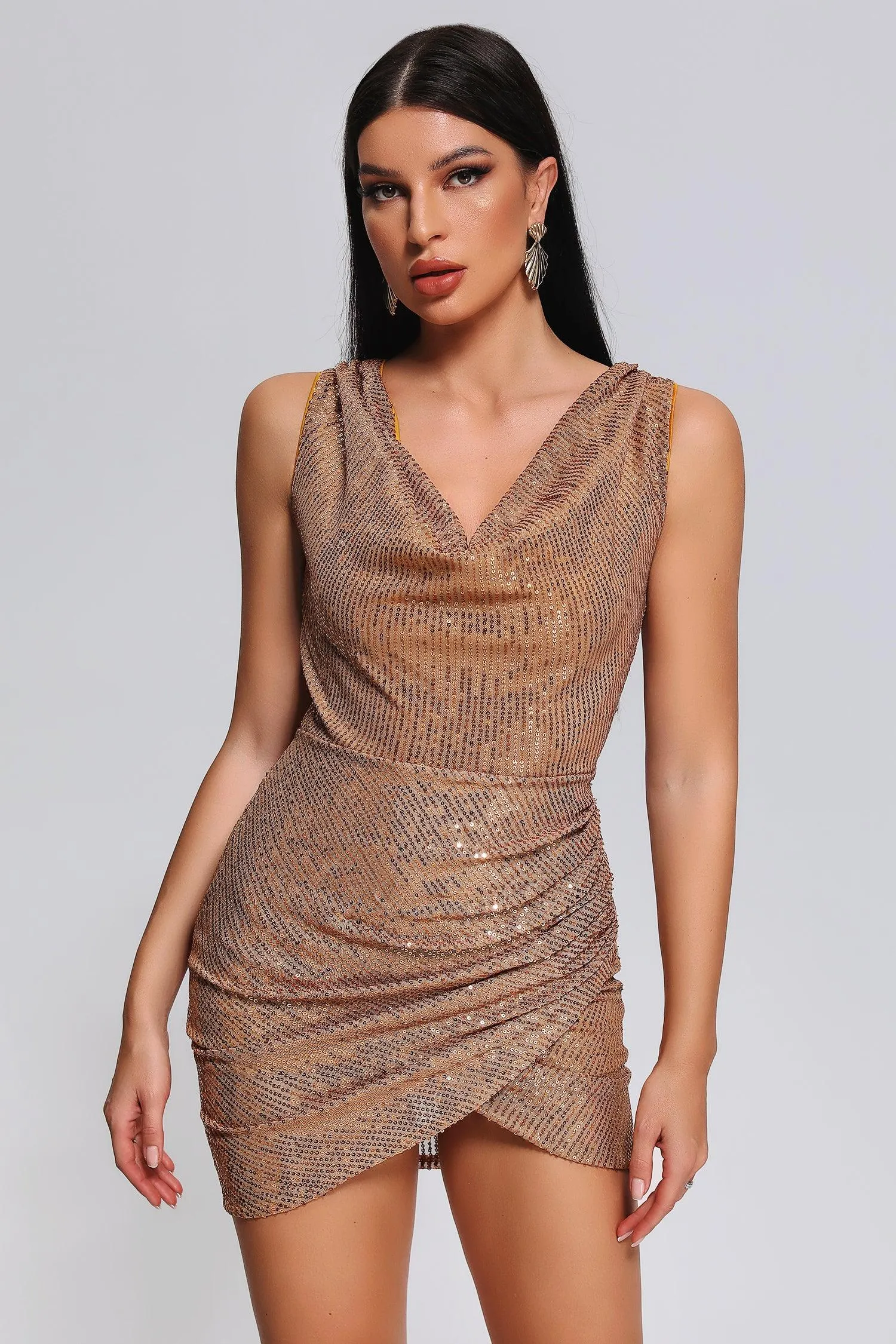 Payson Halter Satin Mini Dress, S sold by Bella Barnett