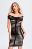 Garnet Stripe Off Shoulder Bandage Dress, S sold by Bella Barnett