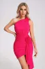 Maggie One Shoulder Mesh Mini Dress - Pink, L sold by Bella Barnett