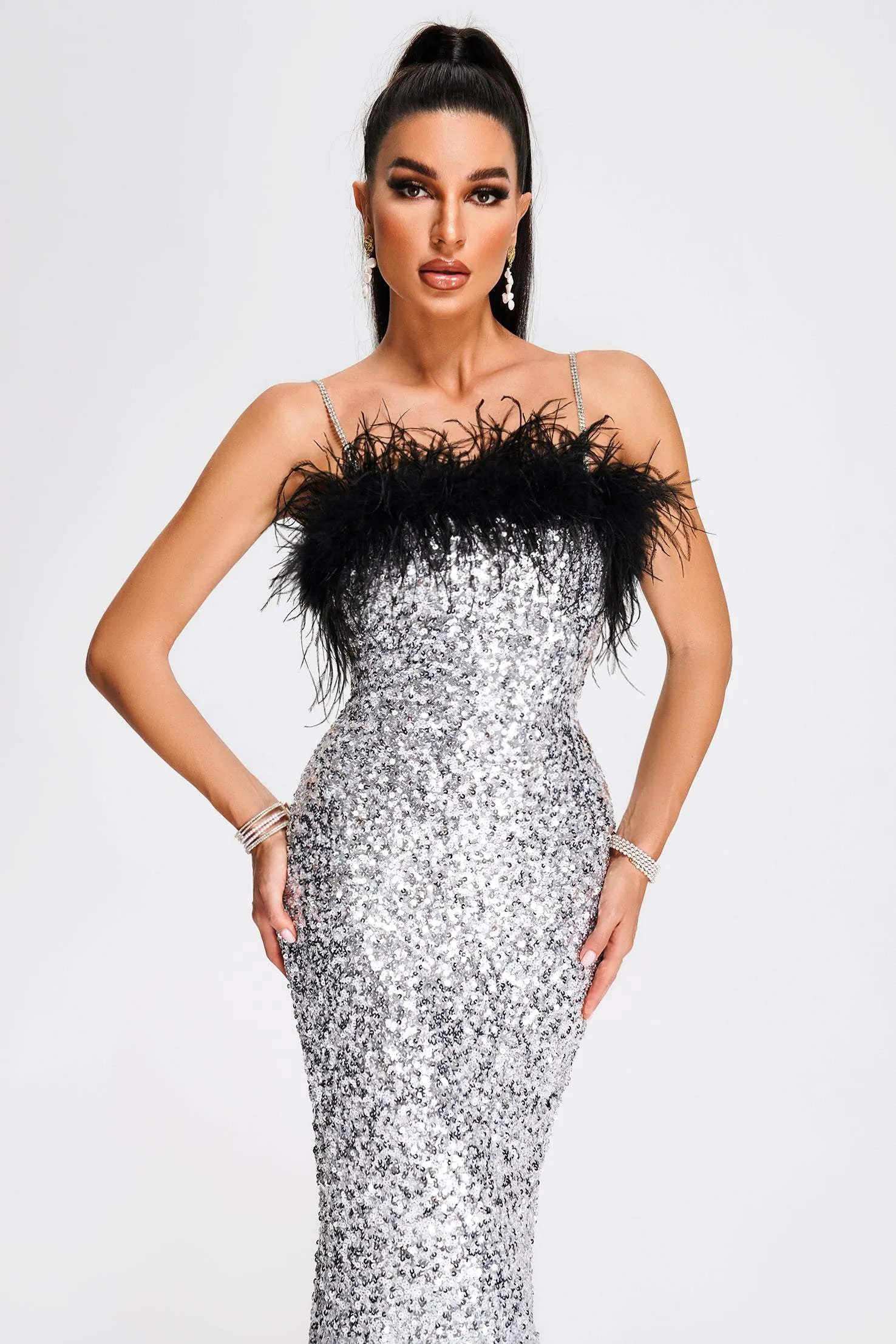 Kayley Feather Sequin Midi Dress, S sold by Bella Barnett product image thumbnail 2