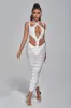 Amalie Cutout Mesh Midi Bandage Dress - White, XL sold by Bella Barnett
