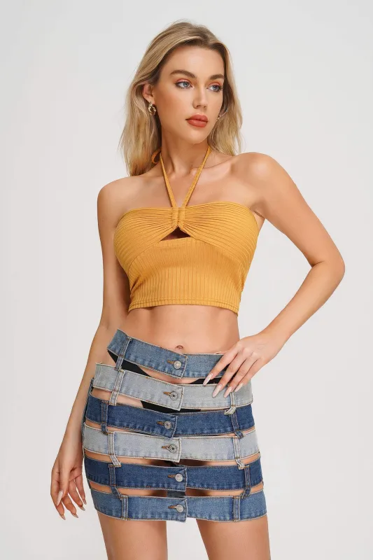 Korea Halterneck Top - Yellow, L sold by Bella Barnett