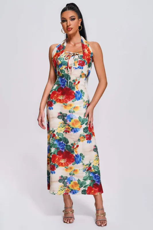 Qerly Halter Floral Maxi Dress, M sold by Bella Barnett
