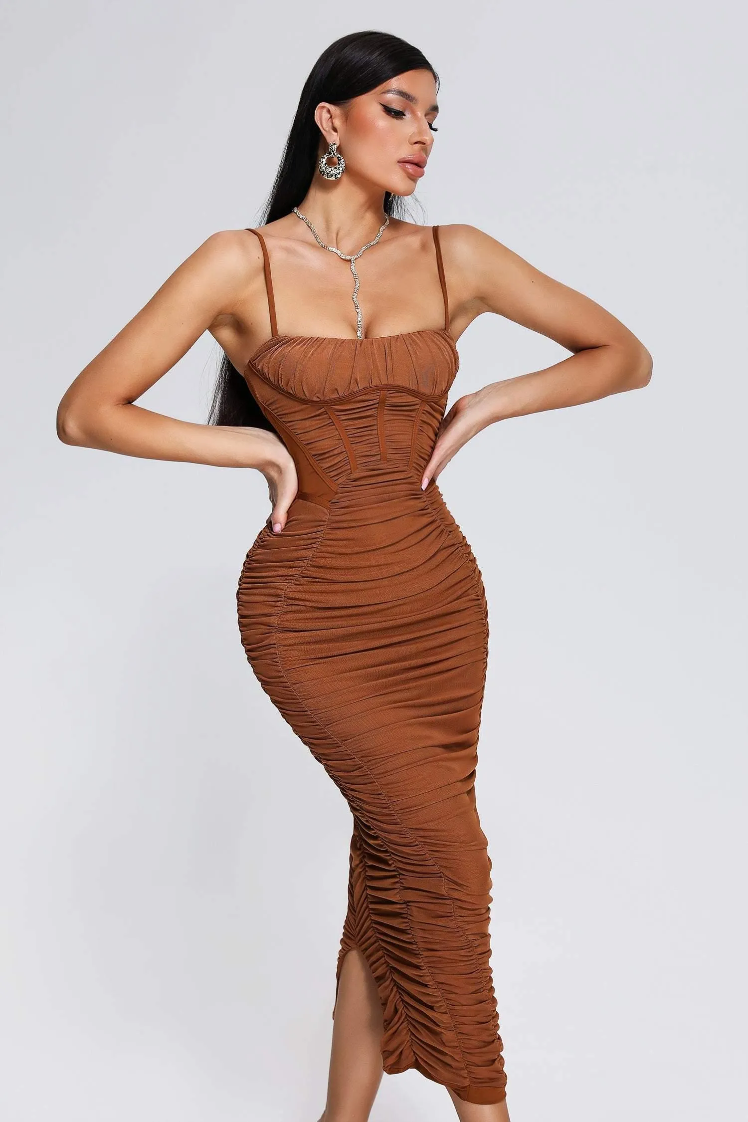 Mocano Ruched Midi Dress, S sold by Bella Barnett product image thumbnail 2
