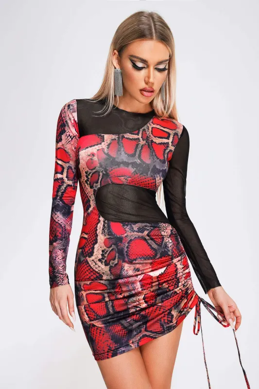 Belicia Snakeskin Printed Mini Dress, S sold by Bella Barnett