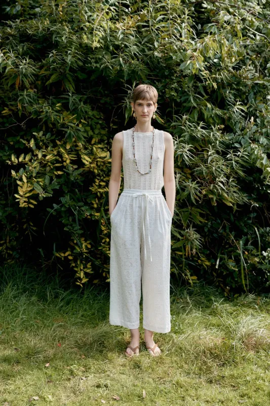 Luna Trouser - Cross Stitch Embroidery On Voile made by Cawley