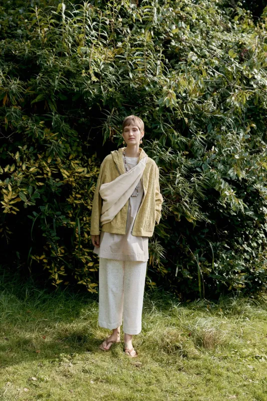 Japanese Cotton/Linen Dyed Jacquard Zip Up Hoody sold by grays toronto