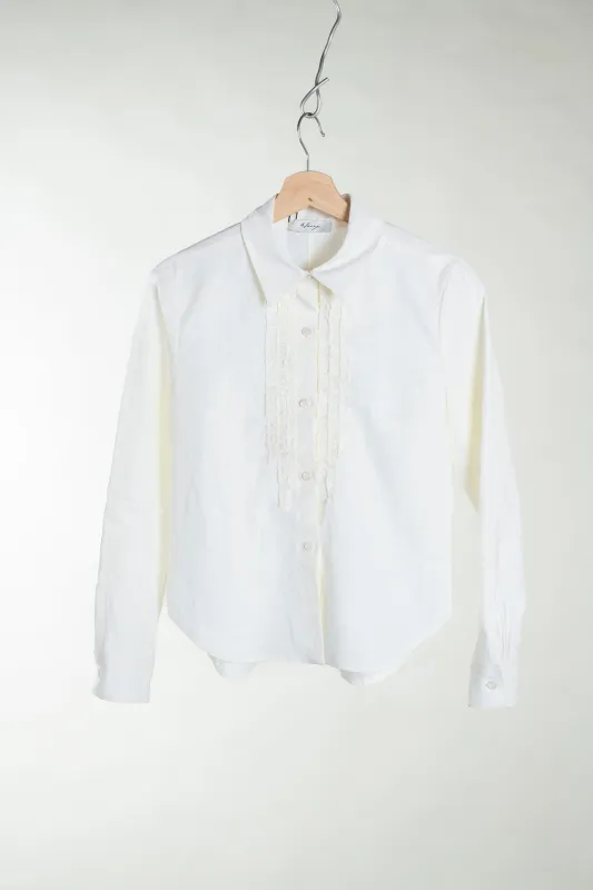 Ruched Placket Shirt - Coated Linen made by grays toronto
