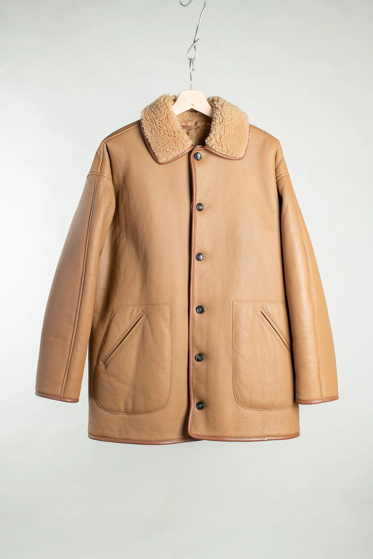 Tan Leather Back Curly Ronny Jacket sold by grays toronto