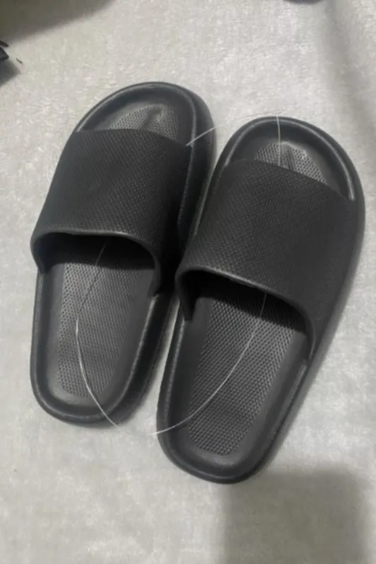 Black Chunky Comfort Foam Sliders – Marion sold by Femme Luxe