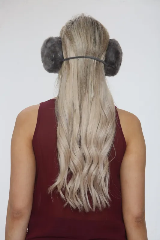 Grey Faux Fur Fluffy Winter Earmuffs- Simkon sold by Femme Luxe