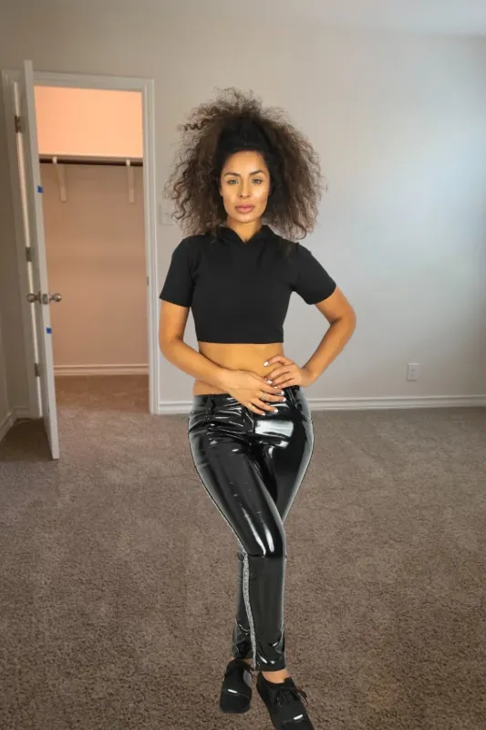Black High Shine Vinyl Trousers – Kendra made by Femme Luxe