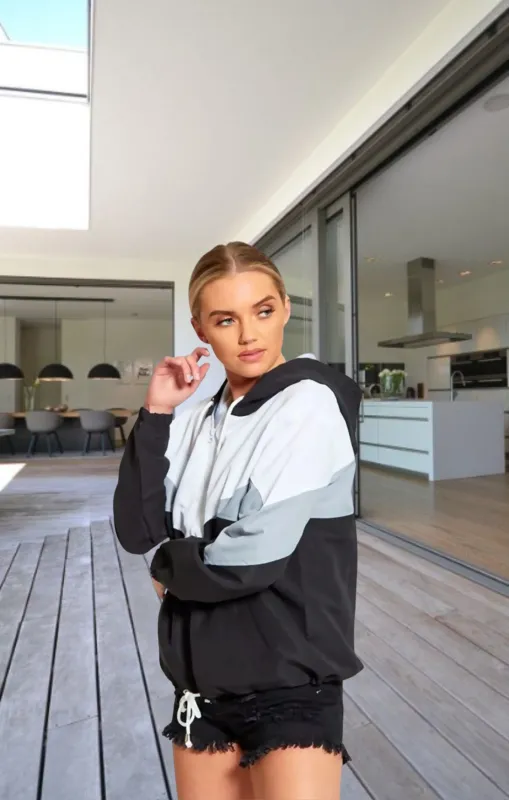 Black Windbreaker Jacket - Willa sold by Femme Luxe