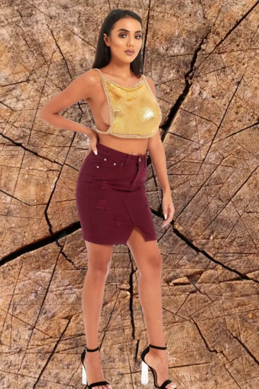 Gold Square Neck Chainmail Crop Top – Savanna made by Femme Luxe