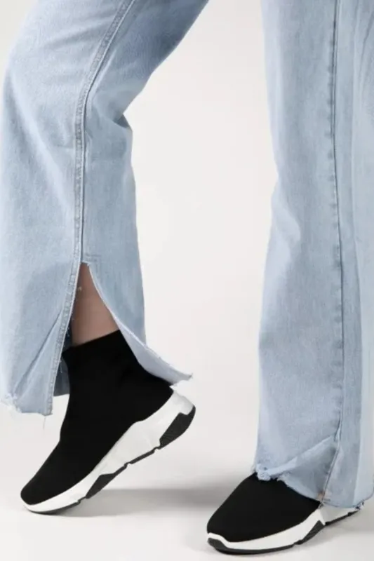 White Knit Slip-On Sock Trainer Sneakers with Sole Detail – Bella sold by Femme Luxe