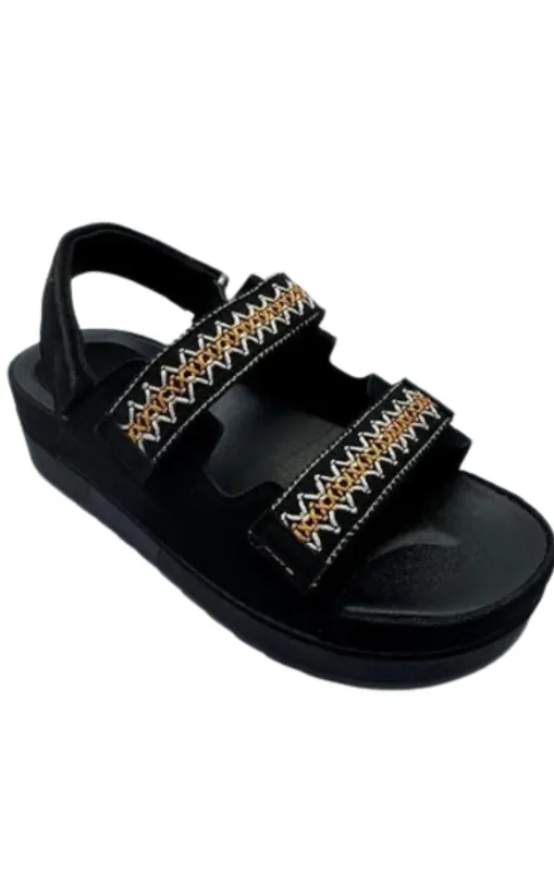 Black Gladiator Style Flat Sandals - Jessica sold by Femme Luxe