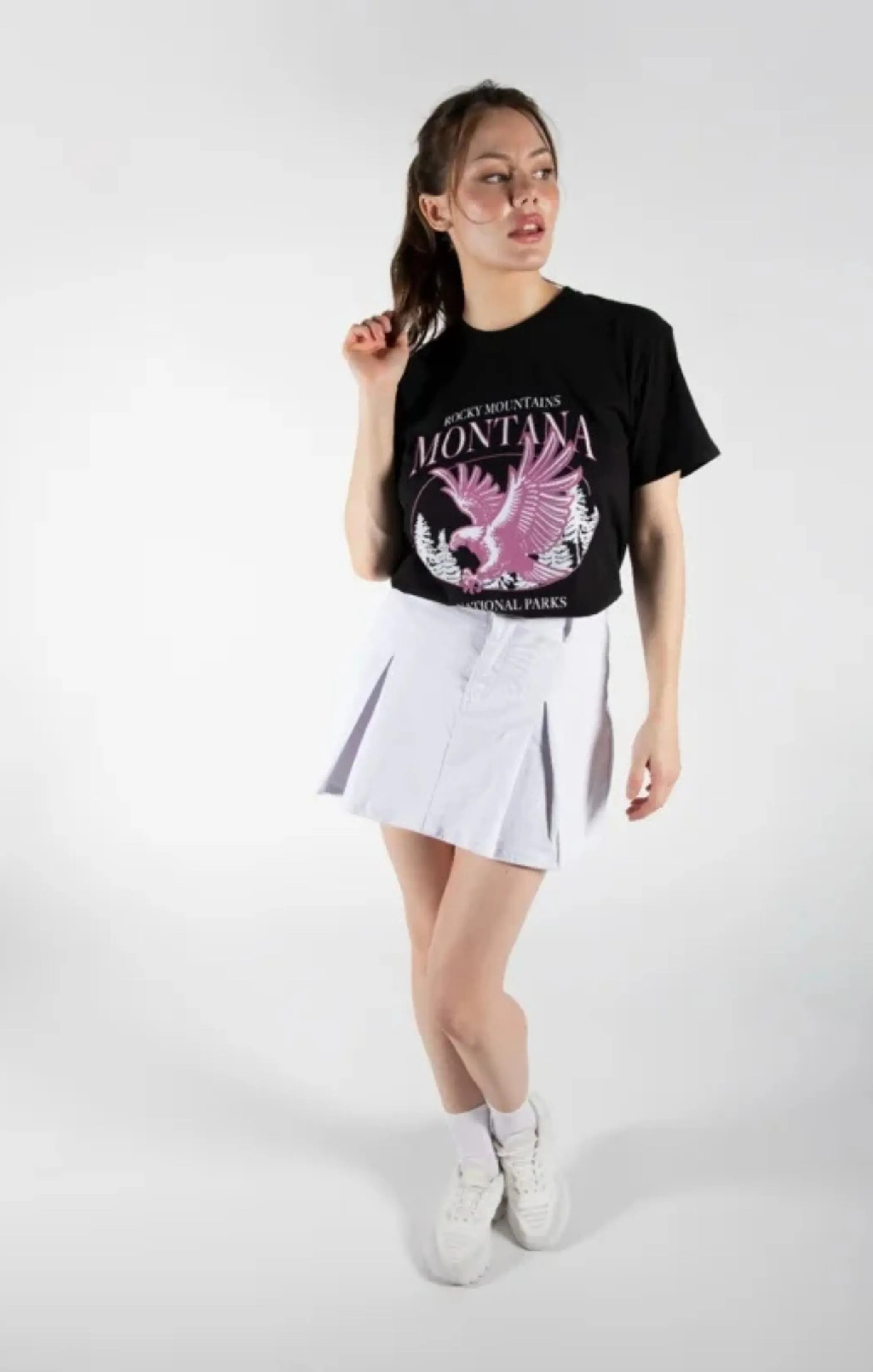 White Denim Pleated Mini Skirt - Cassara sold by Femme Luxe