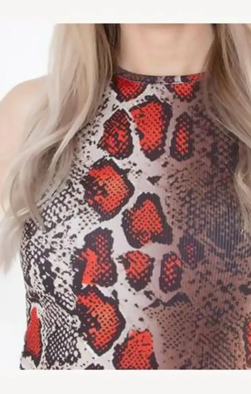 Red Snake Print Crop Top - Tiziana sold by Femme Luxe