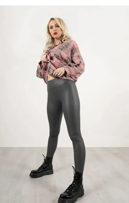 Charcoal Pu High Waisted Legging -  Nicki sold by Femme Luxe