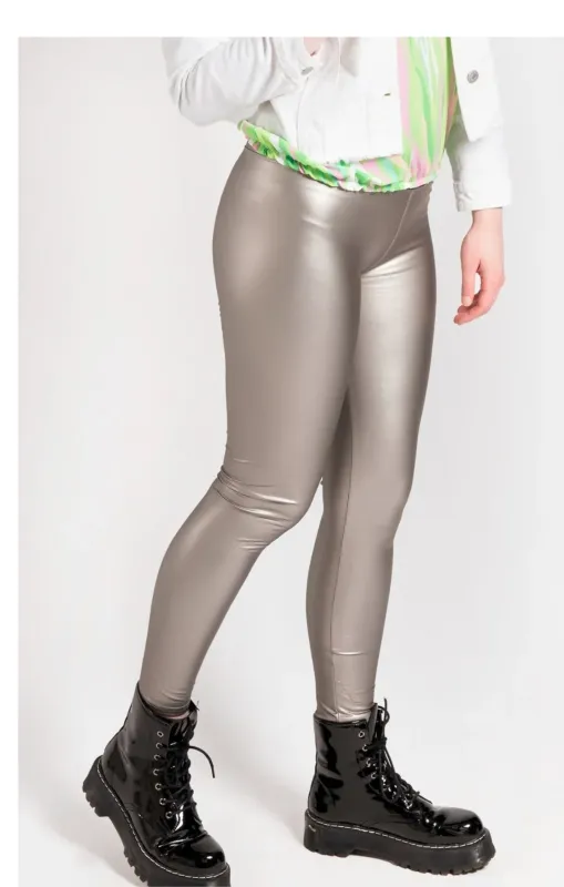 Grey Pu High Waisted Legging -  Nicki sold by Femme Luxe